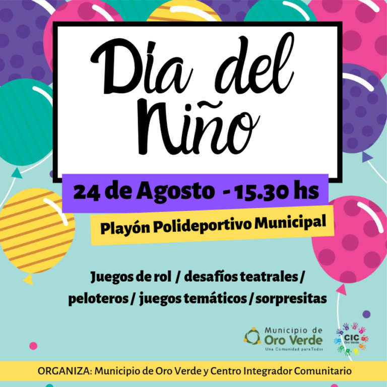 El 24 de agosto será el festejo por el día del niño