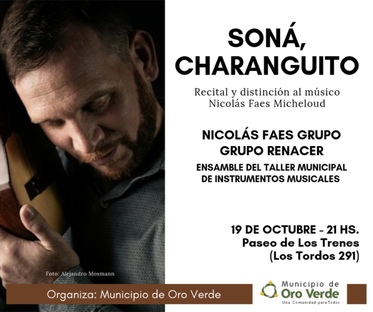 Recital de Nicolás Faes Micheloud, donde recibirá una distinción