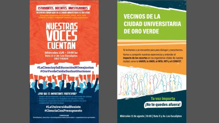 Vecinos de Oro Verde convocan a un encuentro clave por el ajuste en educación y ciencia