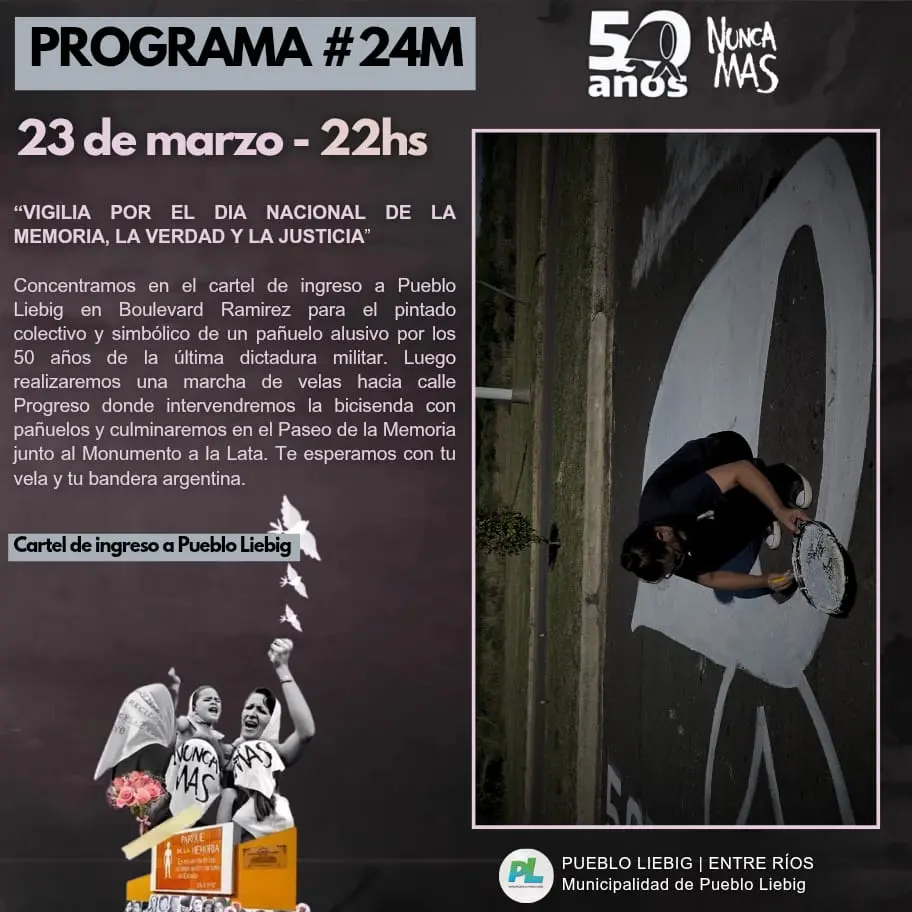 Pueblo Liebig conmemora la Memoria con tres días de actividades culturales