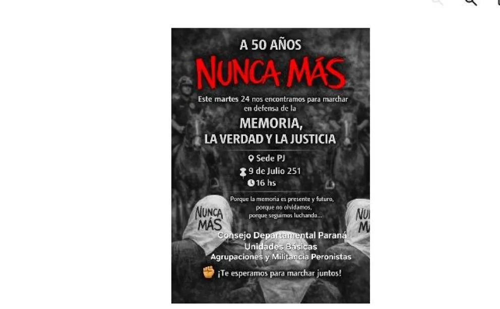 El PJ convoca a una marcha por el Día de la Memoria: fecha y lugar