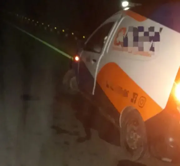 Ambulance Crashes Into Unlit Construction Material