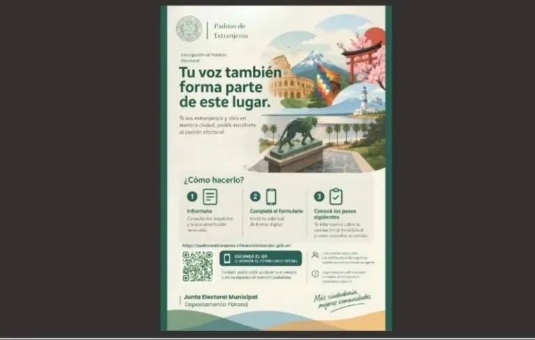 Paraná: extranjeros deberán inscribirse en el padrón digital para votar