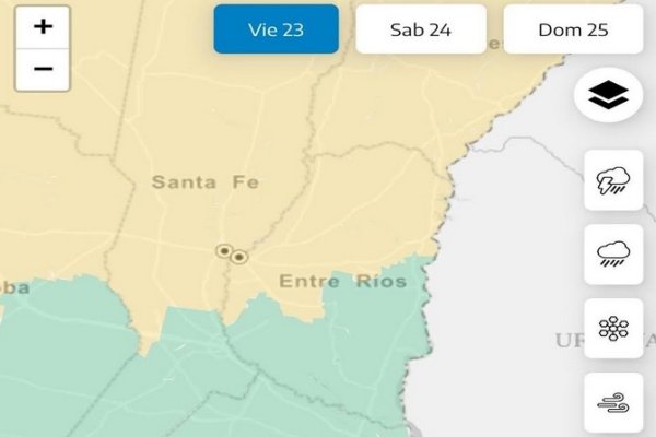 Alerta amarilla por tormentas el viernes y sábado en diez departamentos